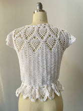 Load image into Gallery viewer, 1970s Crochet Blouse Semi Sheer Cotton Top
