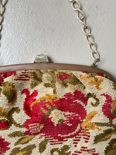 Load image into Gallery viewer, 1960s Purse Dark Floral Tapestry Needlepoint Hand Bag