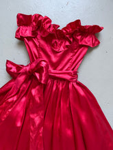 Load image into Gallery viewer, 1980s GUNNE SAX Dress Satin Red XS