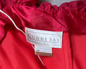 1980s GUNNE SAX Dress Satin Red XS